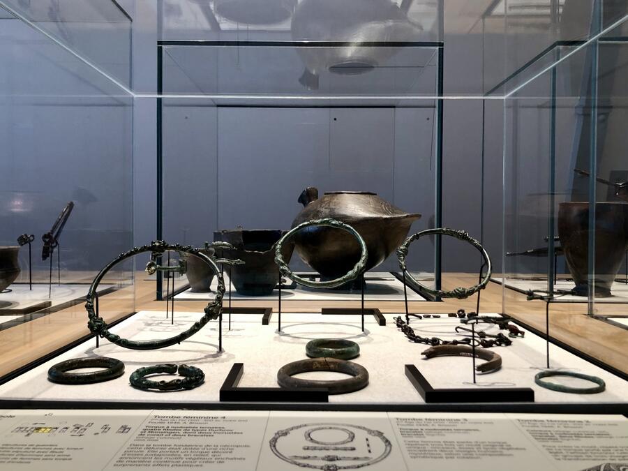 Museum display case with Celtic torques