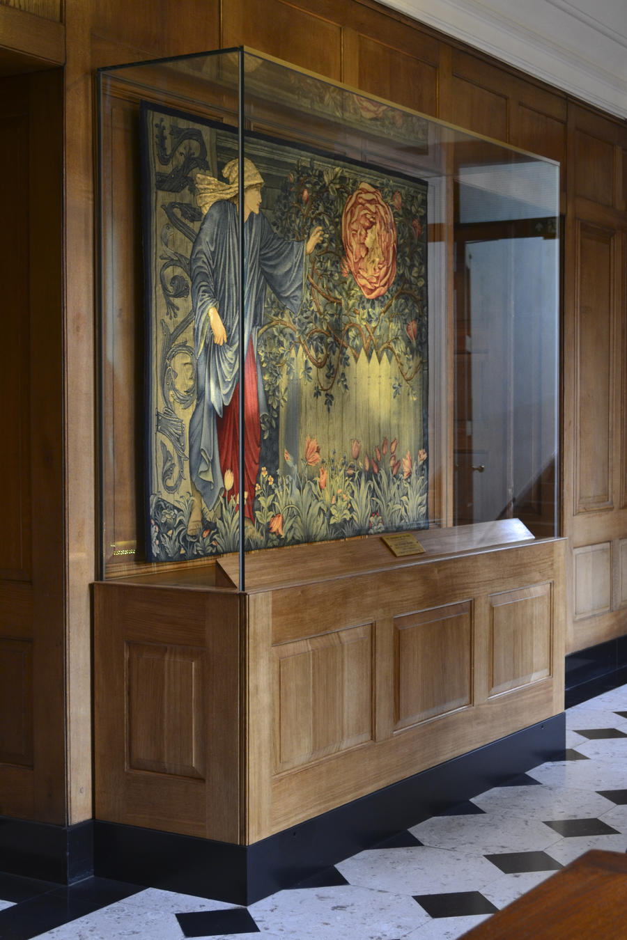 Custom wall-standing showcase for tapestry